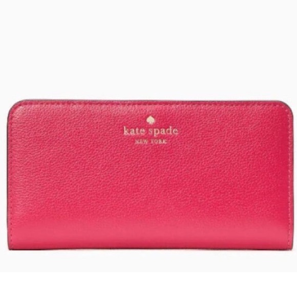 RARE Nwt Kate Spade Bailey Large Slim Bifold Wallet, Festive Pink